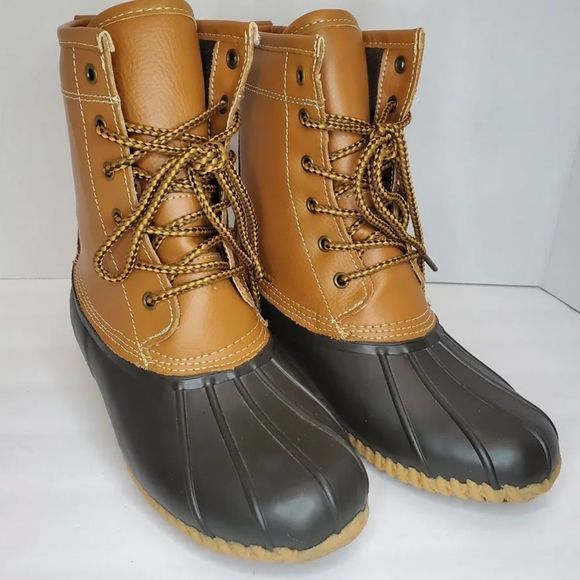New Khombu Premium Leather & Rubber Winter Lace Up Ankle Duck Boots Size 5 - Picture 12 of 15